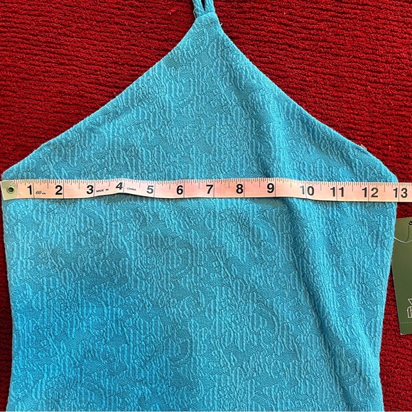 Wild Fable Knit Halter Top Stretchy Bright Blue small Side Slit Mini Dress SzXS - Picture 12 of 12
